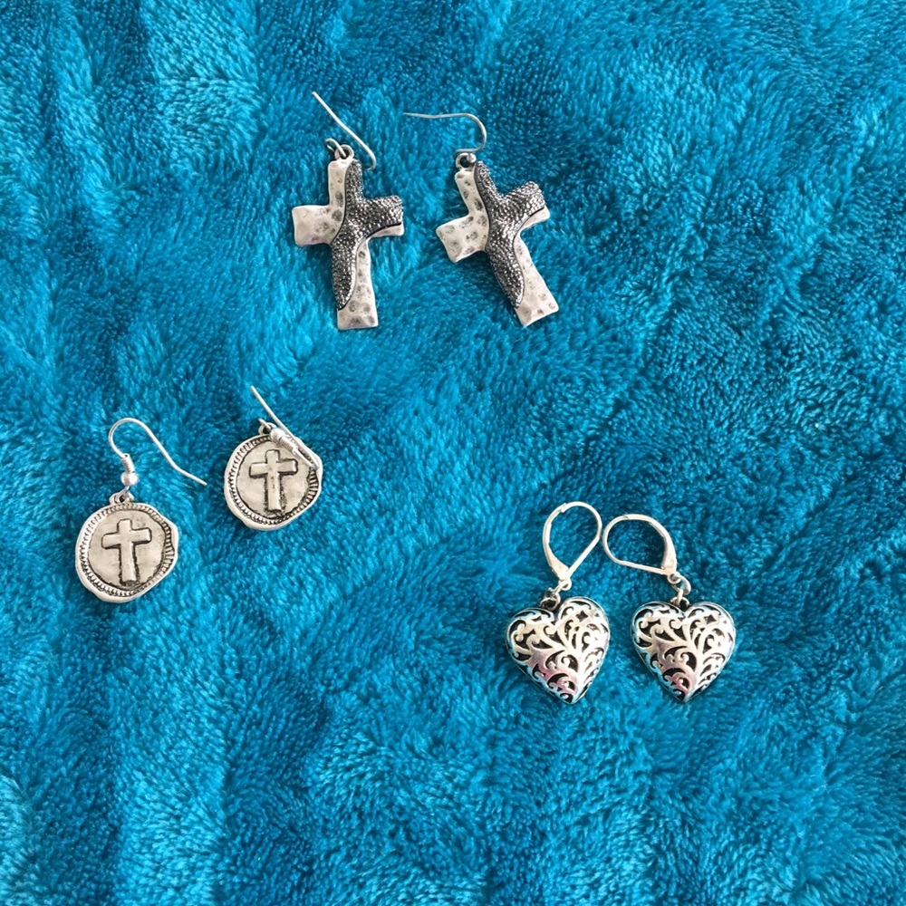Lot of 3 silver dangle earrings